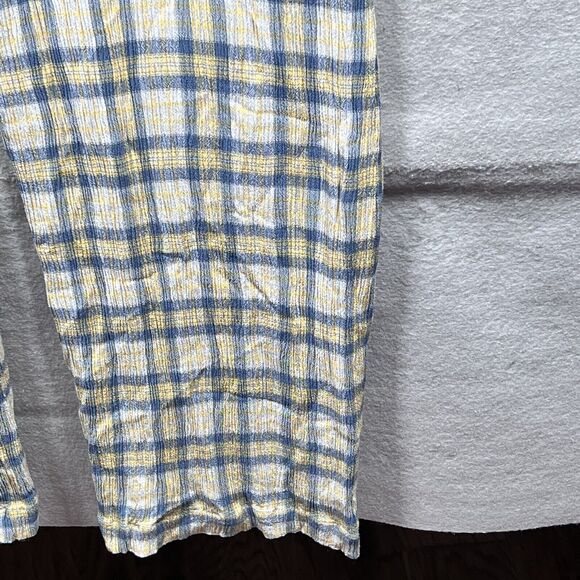 Urban Outfitters Jumpsuit Womens S Yellow Blue Plaid Button Through Wide Leg - Picture 5 of 12